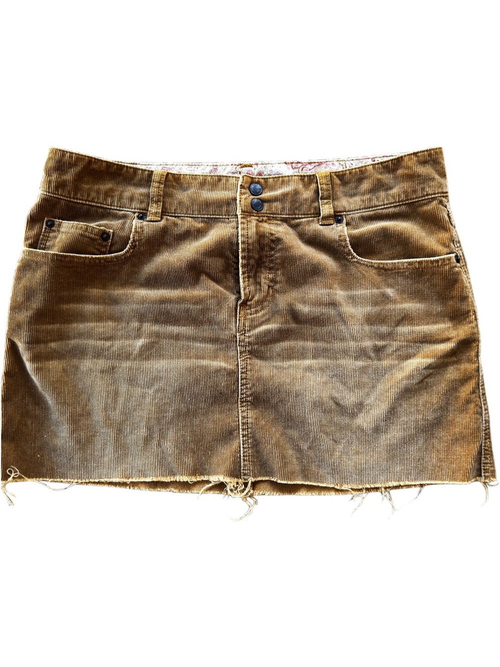 VTG- Abercrombie & Fitch Corduroy Mini Skirt - Distressed Rust Khaki